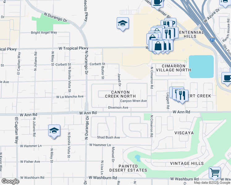 map of restaurants, bars, coffee shops, grocery stores, and more near 5712 Windy Gorge Street in Las Vegas