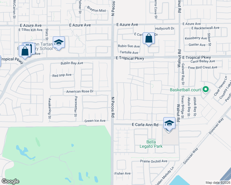 map of restaurants, bars, coffee shops, grocery stores, and more near 5804 Pleasant Palms Street in North Las Vegas