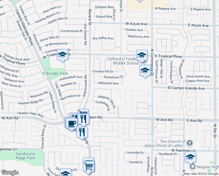 map of restaurants, bars, coffee shops, grocery stores, and more near 617 Willowick Avenue in North Las Vegas