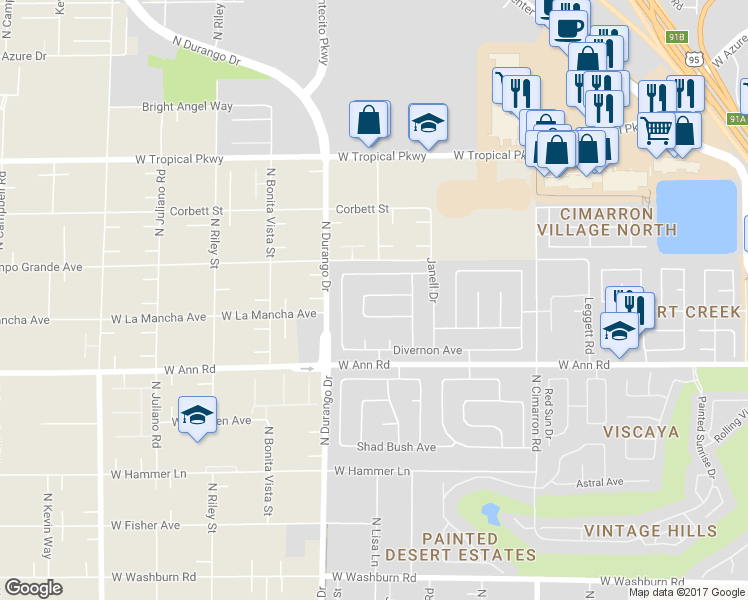 map of restaurants, bars, coffee shops, grocery stores, and more near 8304 West Ashkum Avenue in Las Vegas