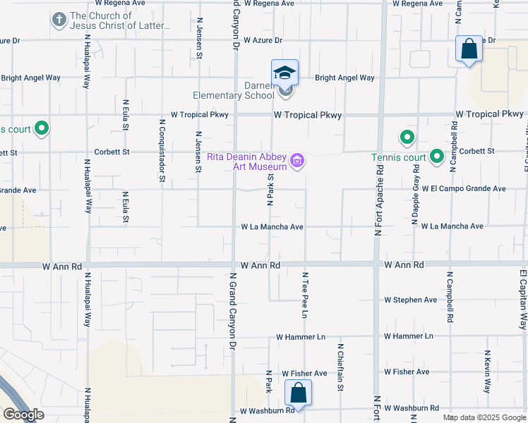 map of restaurants, bars, coffee shops, grocery stores, and more near 5741 North Park Street in Las Vegas