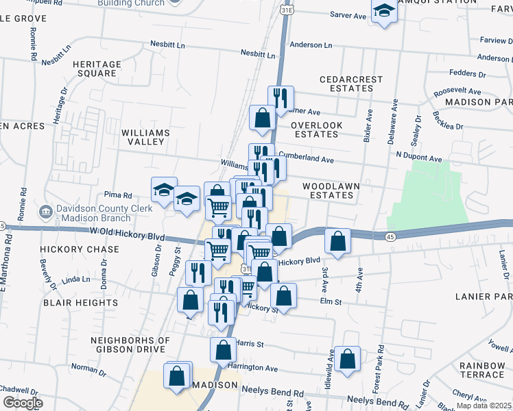 map of restaurants, bars, coffee shops, grocery stores, and more near 337 Gallatin Pike North in Nashville