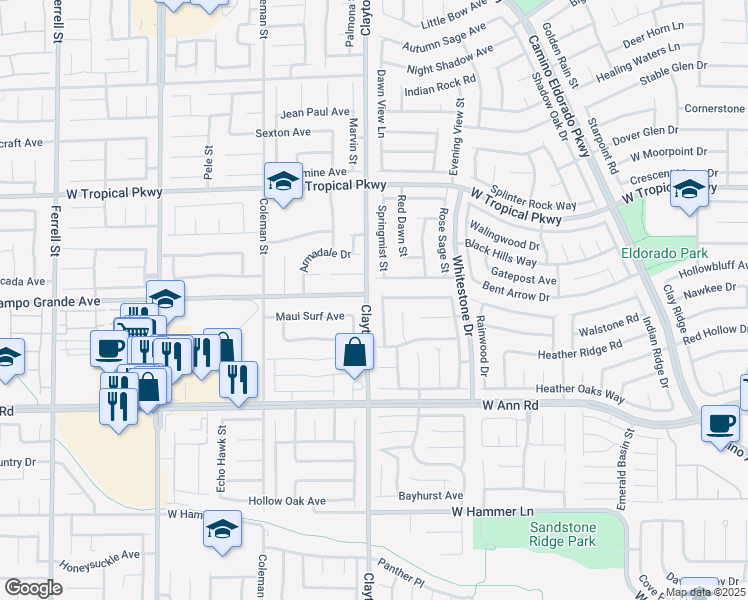 map of restaurants, bars, coffee shops, grocery stores, and more near 1930 Giant Pine Avenue in North Las Vegas