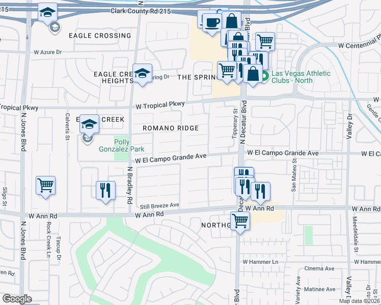 map of restaurants, bars, coffee shops, grocery stores, and more near 5808 Sassa Street in Las Vegas