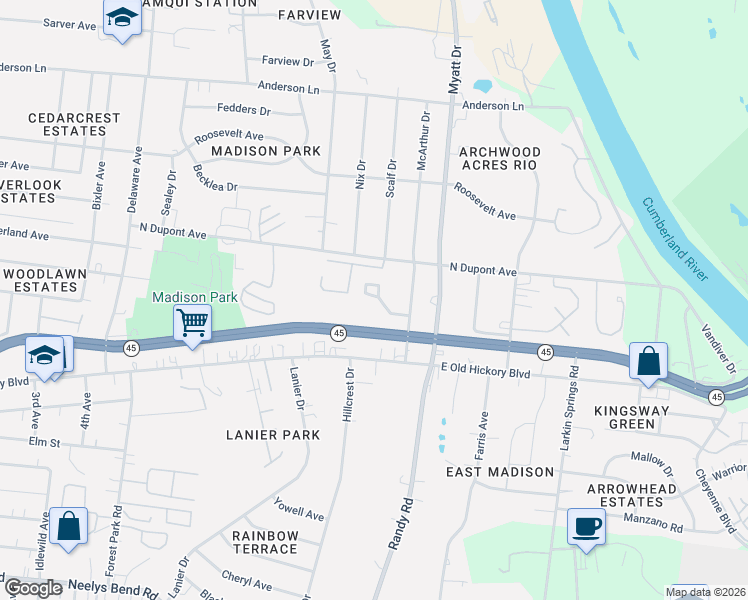 map of restaurants, bars, coffee shops, grocery stores, and more near 200 Jenna Lee Circle in Nashville