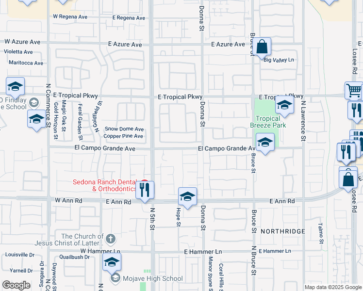 map of restaurants, bars, coffee shops, grocery stores, and more near 713 East Brown Breeches Avenue in North Las Vegas