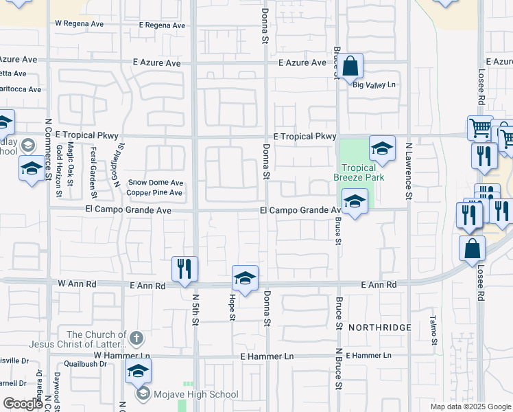 map of restaurants, bars, coffee shops, grocery stores, and more near 817 East Brown Breeches Avenue in North Las Vegas