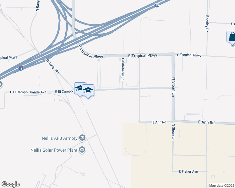 map of restaurants, bars, coffee shops, grocery stores, and more near East El Campo Grande Avenue in Las Vegas