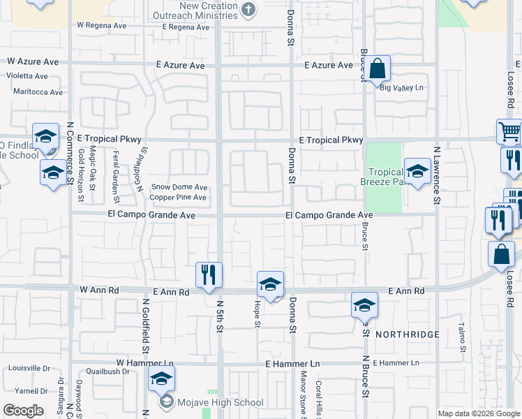 map of restaurants, bars, coffee shops, grocery stores, and more near 713 East Brown Breeches Avenue in North Las Vegas