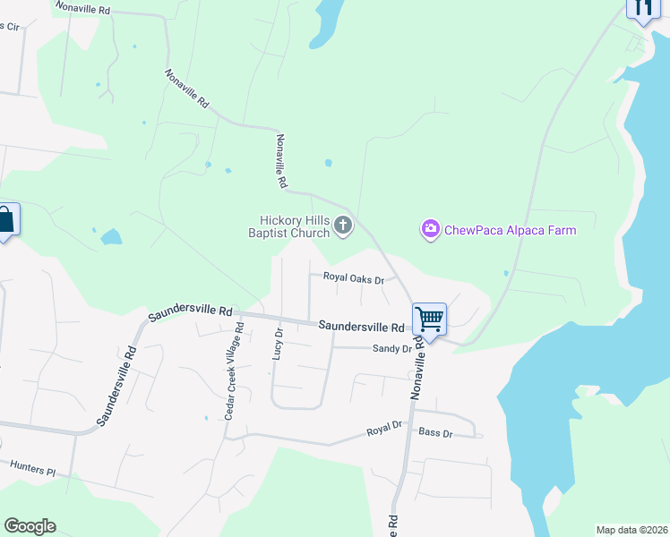 map of restaurants, bars, coffee shops, grocery stores, and more near 820 Royal Oaks Drive in Mount Juliet