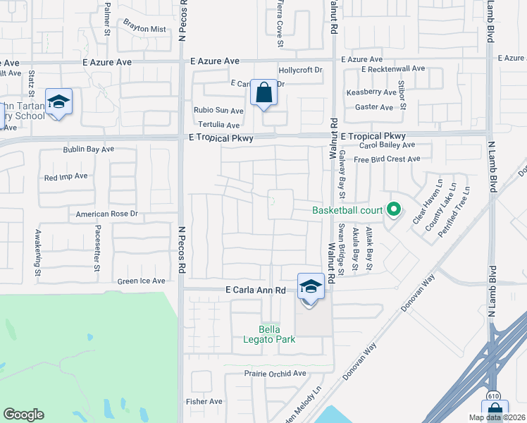 map of restaurants, bars, coffee shops, grocery stores, and more near 5805 Summit Greens Street in North Las Vegas