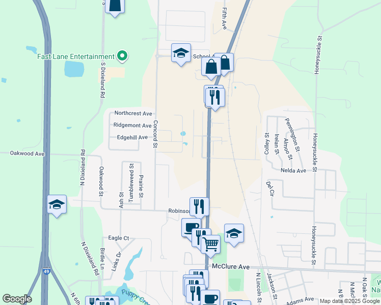 map of restaurants, bars, coffee shops, grocery stores, and more near 706 Jeffery Place in Lowell