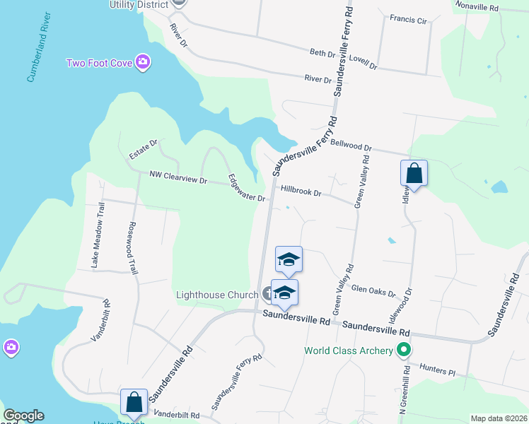 map of restaurants, bars, coffee shops, grocery stores, and more near 793 Saundersville Ferry Road in Mt. Juliet