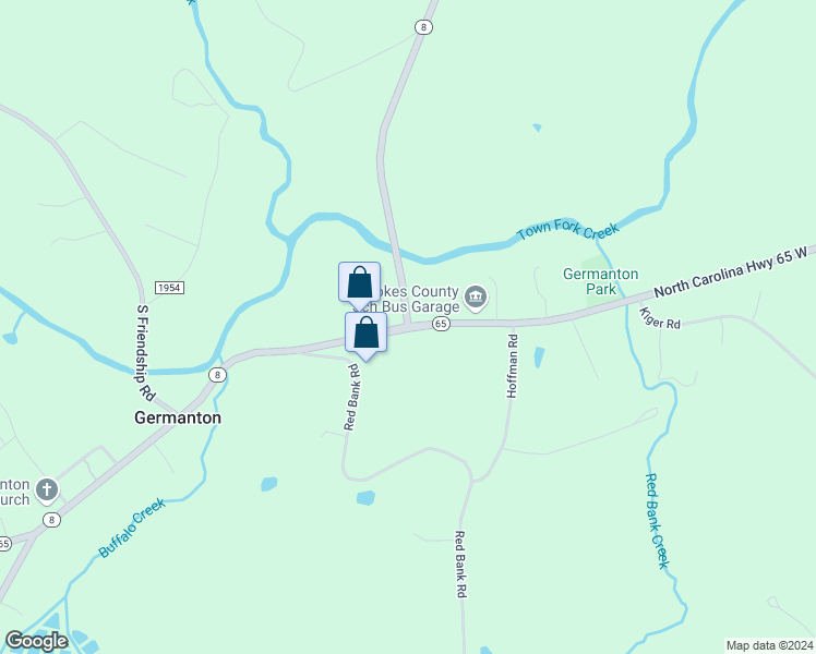 map of restaurants, bars, coffee shops, grocery stores, and more near 2046 North Carolina 65 in Germanton
