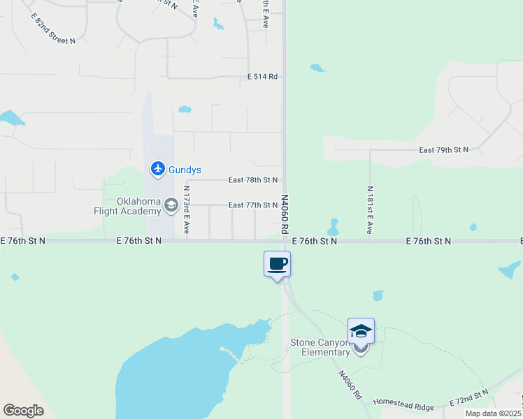 map of restaurants, bars, coffee shops, grocery stores, and more near 17602 East 77th Street North in Owasso