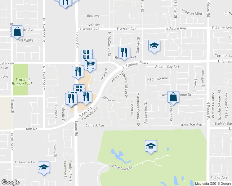 map of restaurants, bars, coffee shops, grocery stores, and more near 2721 Aspen Club Avenue in North Las Vegas