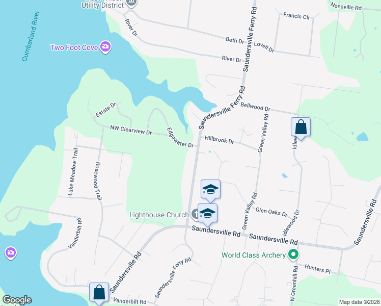 map of restaurants, bars, coffee shops, grocery stores, and more near 793 Saundersville Ferry Road in Mt. Juliet