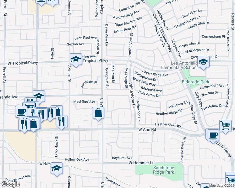 map of restaurants, bars, coffee shops, grocery stores, and more near 1902 Giant Pine Avenue in North Las Vegas