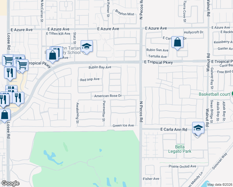 map of restaurants, bars, coffee shops, grocery stores, and more near 3213 Denvers Dream Avenue in North Las Vegas