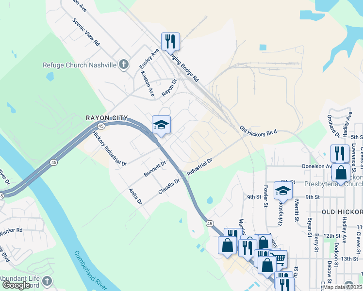 map of restaurants, bars, coffee shops, grocery stores, and more near 2312 Patrick Avenue in Nashville