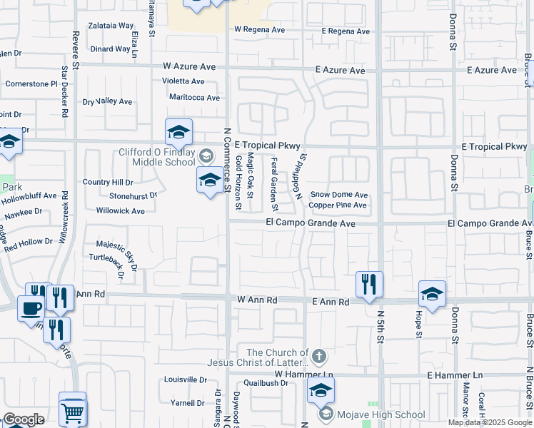 map of restaurants, bars, coffee shops, grocery stores, and more near 5804 Post Mountain Street in North Las Vegas