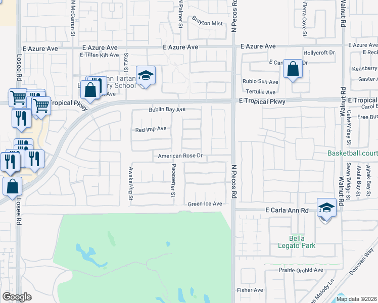 map of restaurants, bars, coffee shops, grocery stores, and more near 3213 Denvers Dream Avenue in North Las Vegas