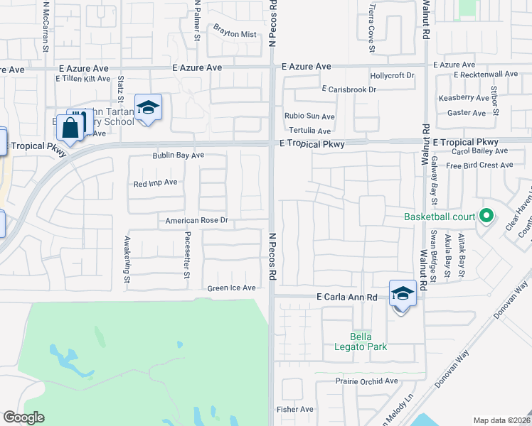 map of restaurants, bars, coffee shops, grocery stores, and more near 3421 Hansa Avenue in North Las Vegas