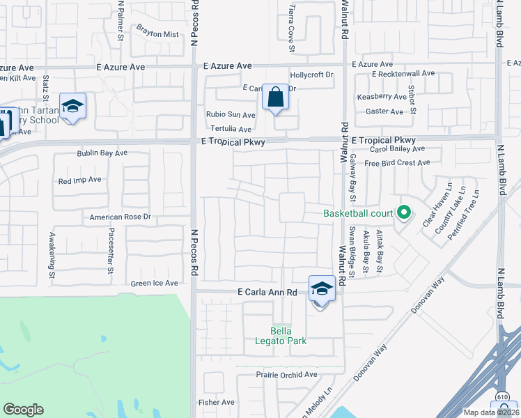 map of restaurants, bars, coffee shops, grocery stores, and more near 5808 Sunset Downs Street in North Las Vegas