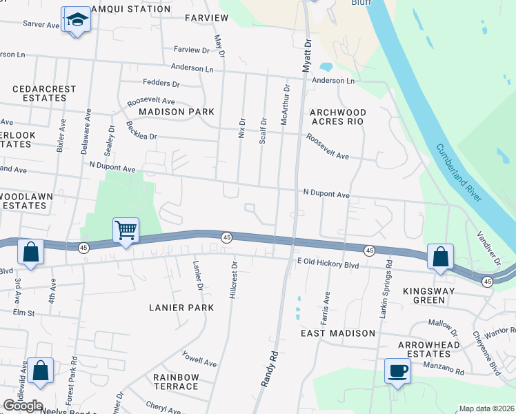 map of restaurants, bars, coffee shops, grocery stores, and more near 200 Jenna Lee Circle in Nashville