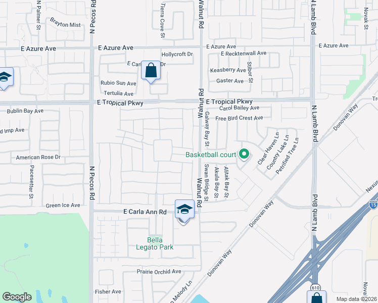 map of restaurants, bars, coffee shops, grocery stores, and more near 3837 Melador Falls Avenue in North Las Vegas