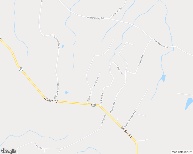 map of restaurants, bars, coffee shops, grocery stores, and more near 223 Frontier Drive in Grimsley