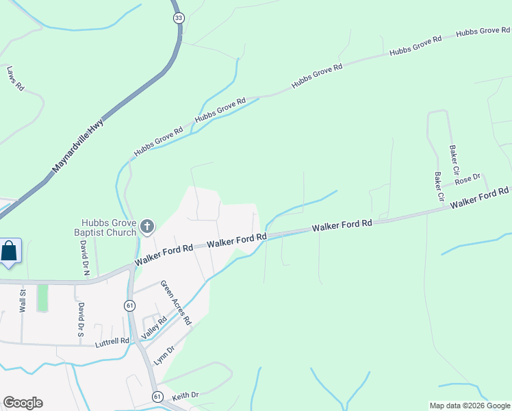 map of restaurants, bars, coffee shops, grocery stores, and more near 189 Walkers Ford Road in Maynardville