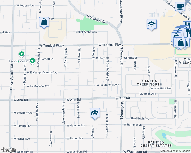 map of restaurants, bars, coffee shops, grocery stores, and more near 8570 Country Home Circle in Las Vegas