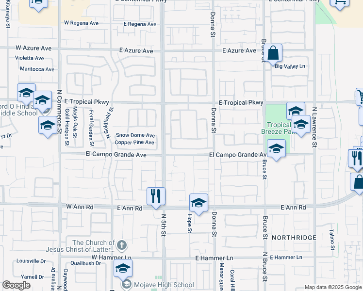 map of restaurants, bars, coffee shops, grocery stores, and more near 612 East Brown Breeches Avenue in North Las Vegas