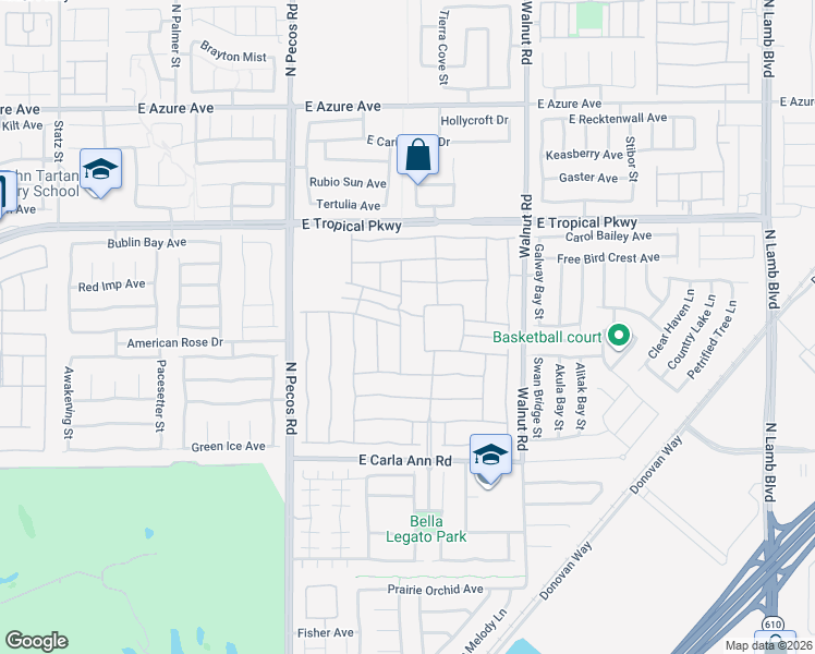 map of restaurants, bars, coffee shops, grocery stores, and more near 5816 Hannah Brook Street in North Las Vegas