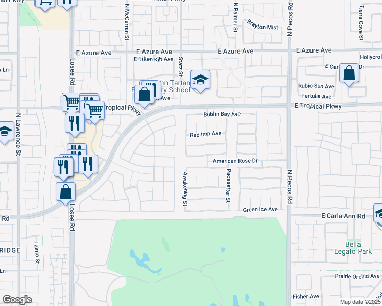map of restaurants, bars, coffee shops, grocery stores, and more near 3008 Blush Noisette Avenue in North Las Vegas