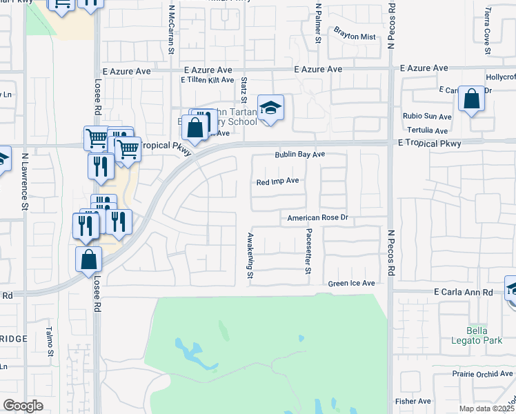 map of restaurants, bars, coffee shops, grocery stores, and more near 3008 Blush Noisette Avenue in North Las Vegas