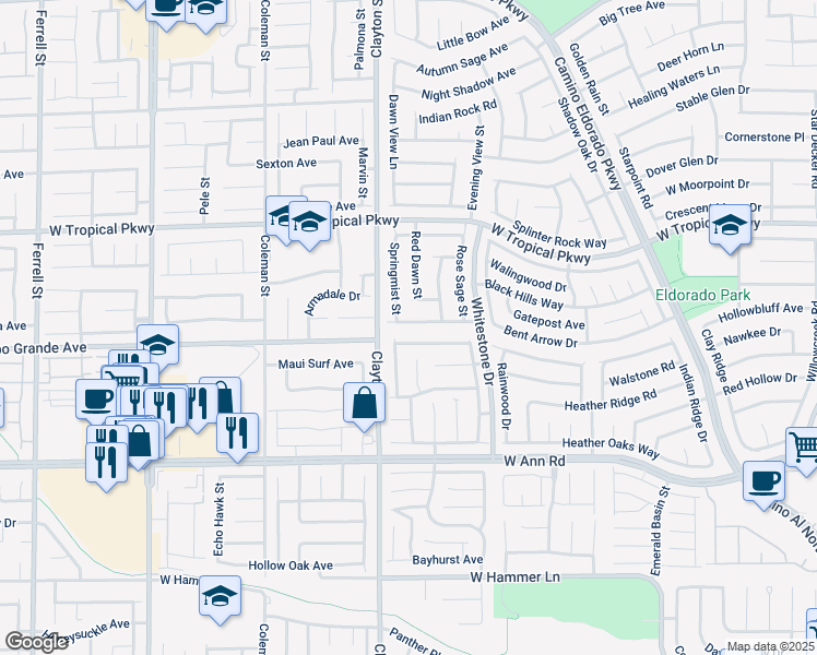 map of restaurants, bars, coffee shops, grocery stores, and more near 1921 Desert Sage Avenue in North Las Vegas