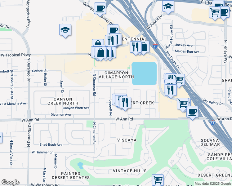 map of restaurants, bars, coffee shops, grocery stores, and more near 5724 Ocean Beach Drive in Las Vegas