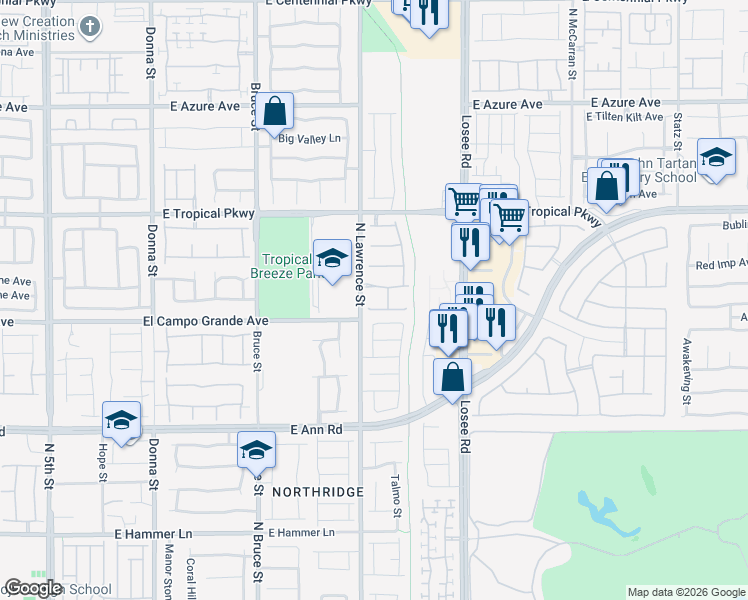 map of restaurants, bars, coffee shops, grocery stores, and more near 2105 Turtle Beach Avenue in North Las Vegas