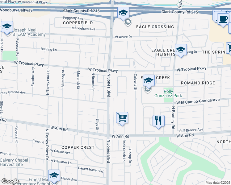 map of restaurants, bars, coffee shops, grocery stores, and more near 5845 Thai Coast Street in Las Vegas