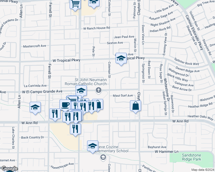 map of restaurants, bars, coffee shops, grocery stores, and more near 2403 Tropical Sands Avenue in North Las Vegas