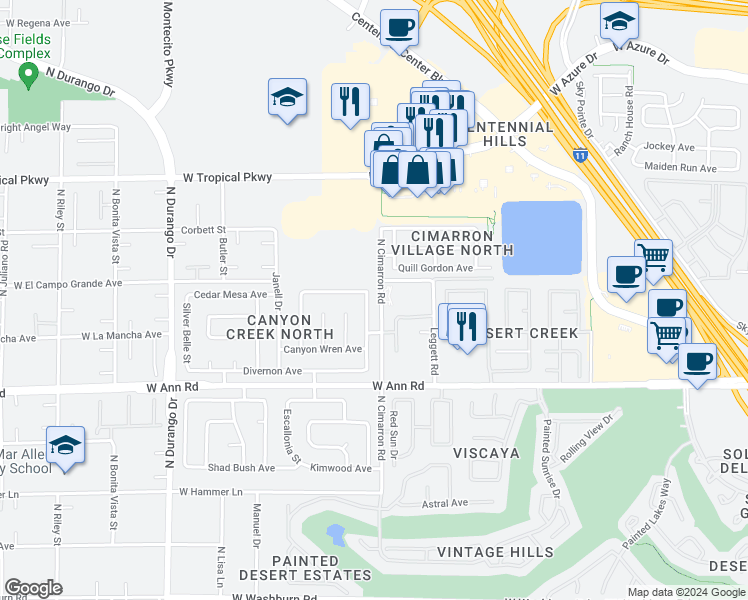 map of restaurants, bars, coffee shops, grocery stores, and more near in Las Vegas