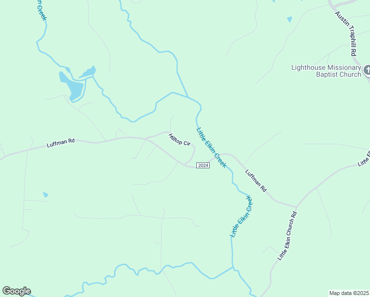 map of restaurants, bars, coffee shops, grocery stores, and more near Hilltop Circle in Wilkes County