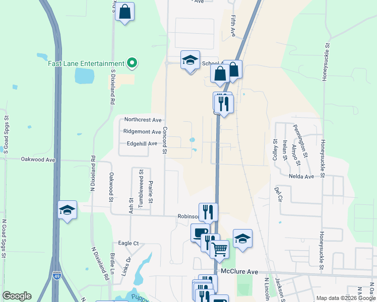 map of restaurants, bars, coffee shops, grocery stores, and more near 706 Jeffery Place in Lowell