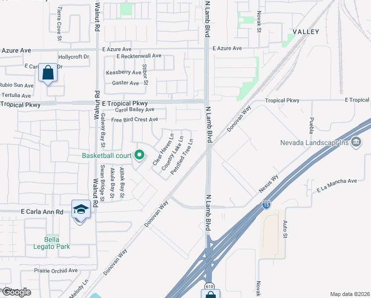 map of restaurants, bars, coffee shops, grocery stores, and more near 5821 Petrified Tree Lane in North Las Vegas