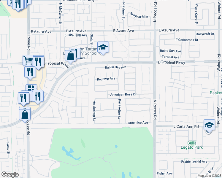 map of restaurants, bars, coffee shops, grocery stores, and more near 3112 Blush Noisette Avenue in North Las Vegas