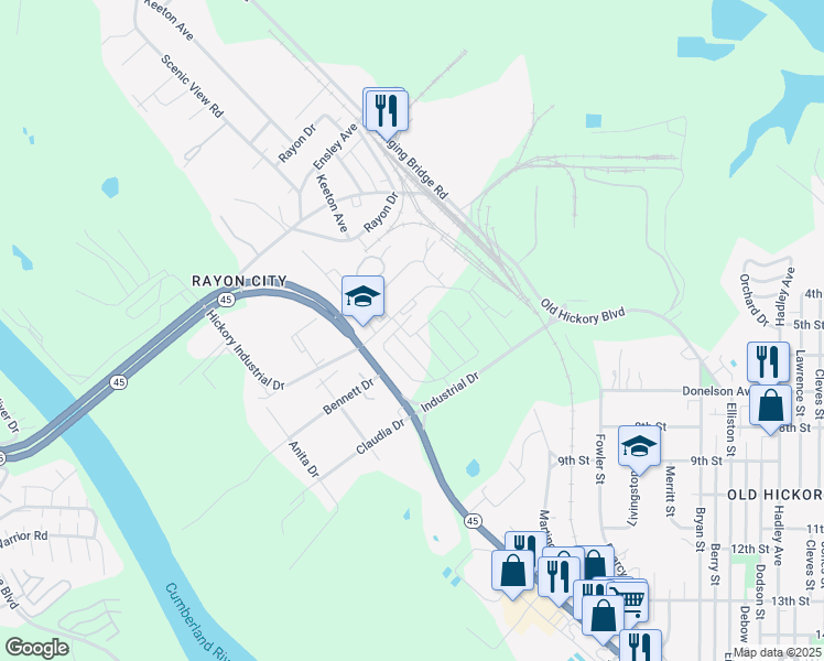 map of restaurants, bars, coffee shops, grocery stores, and more near 2312 Patrick Avenue in Nashville