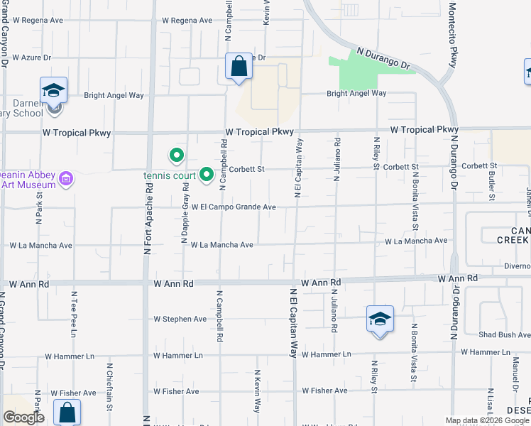 map of restaurants, bars, coffee shops, grocery stores, and more near 8885 West El Campo Grande Avenue in Las Vegas