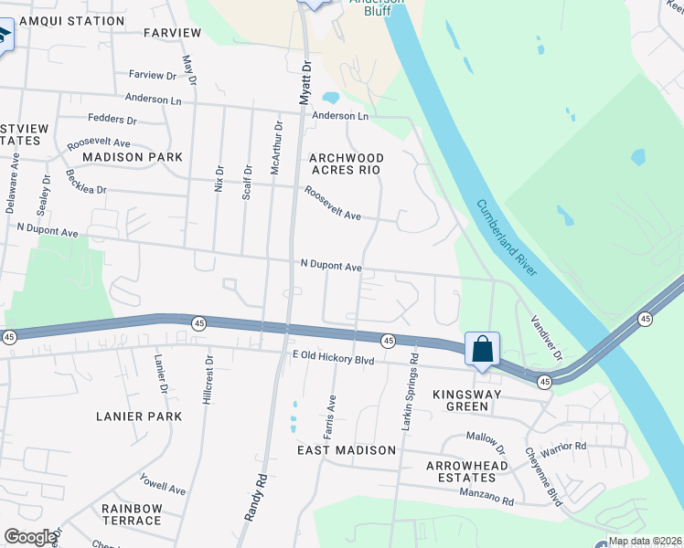 map of restaurants, bars, coffee shops, grocery stores, and more near 116 Larchmont Drive in Nashville